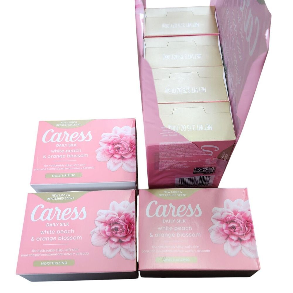 7 Bars Caress Bar Soap‎ Daily Silk Silky and Moisturizing Lush White Peach NEW